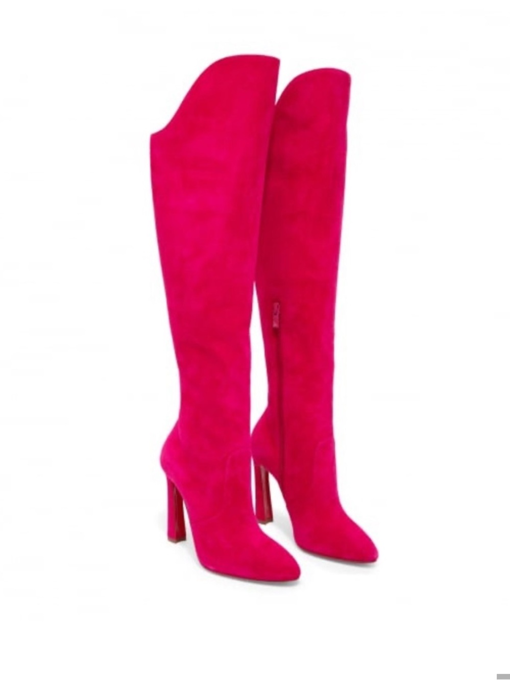 Christian Louboutin Eleanor hot pink suede knee high boots magenta 100